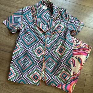 Trina Turk Bedhead PJs pajama set in retro patterns. Size Small. Cotton.